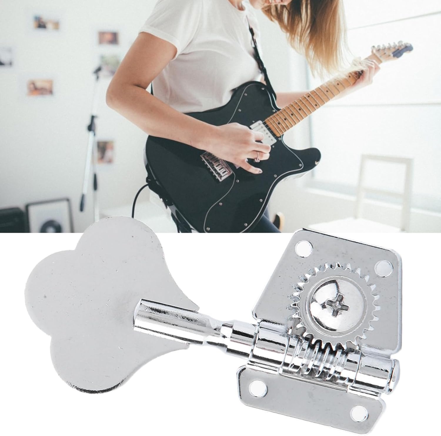 1 Piece Electric Bass Tuning Peg, Silver Steel Open Machine Head String Tuning Key Peg Tuner for Electric Bass(for Right Row)