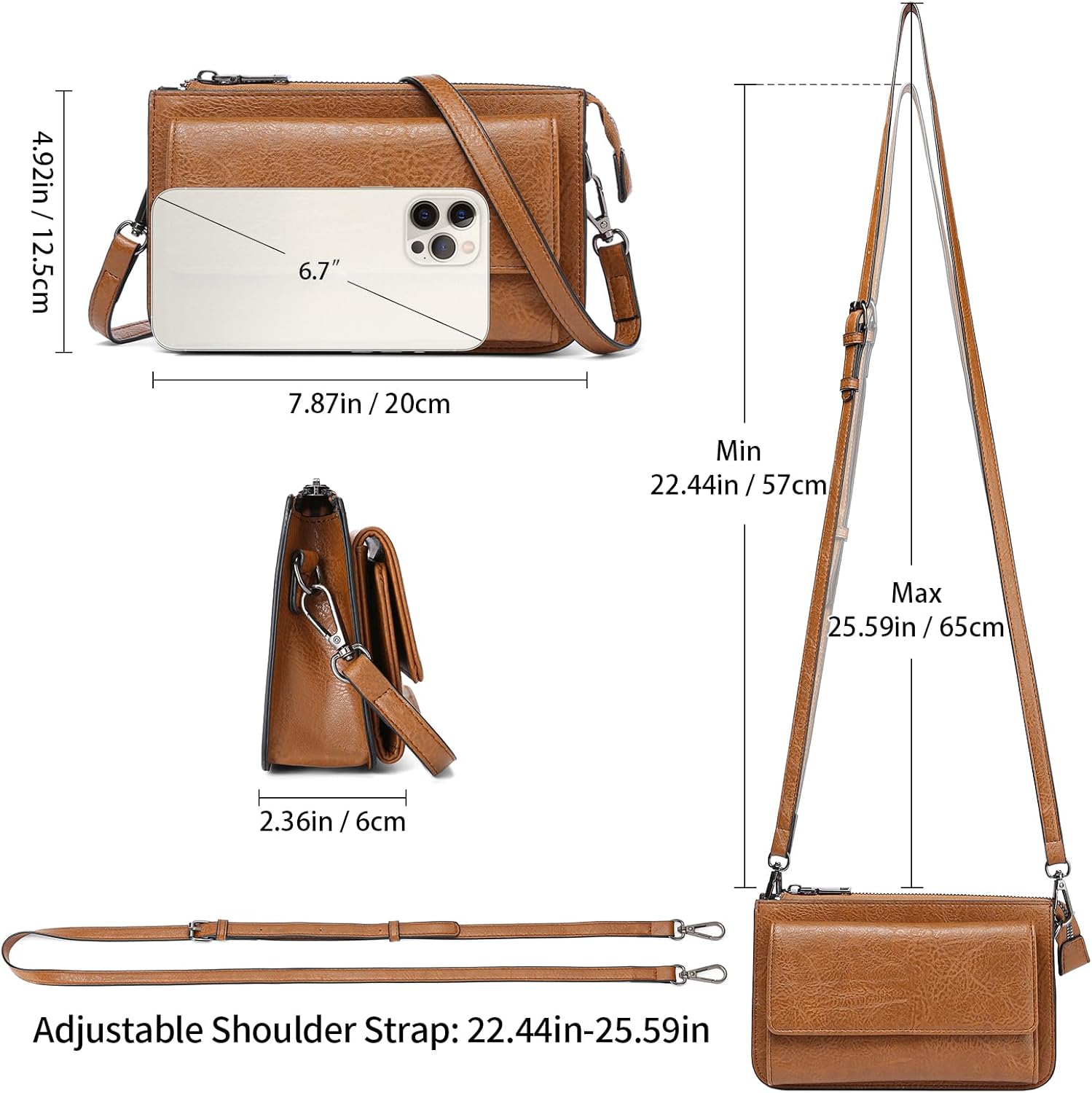 GAEKEAO Small Crossbody Bags for Women Vegan Leather Cell Phone Purse Wallet Women's Shoulder Handbags with Credit Card Slots - Image 6