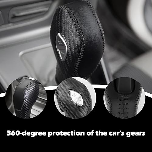 Miniatura 2 de cueclue 1 funda para perilla de palanca de cambios automática, borde de perilla de cambio, funda de cuero para freno de mano, accesorios para el