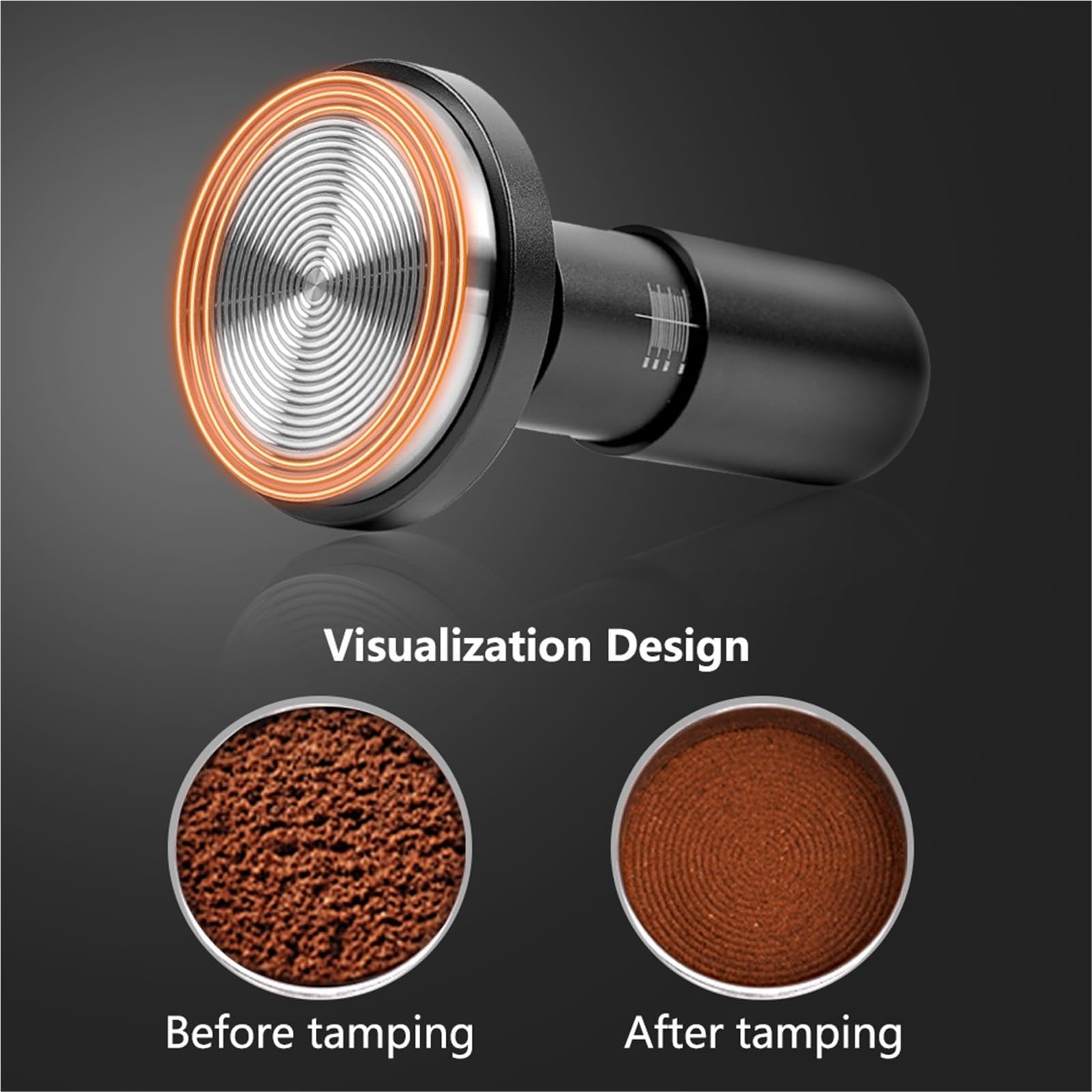 Accesorio De Presión Ajustable Universal De 51mm/53,3mm/58mm Calibrado Espresso Tamper 20-35lbs(58.35mm)