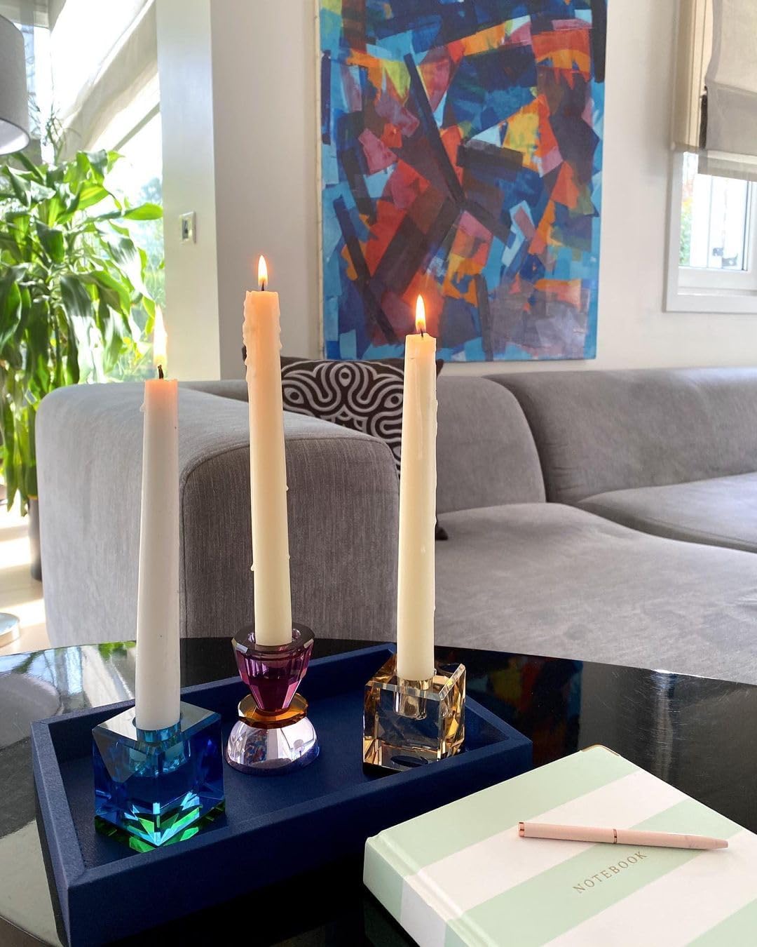 MOENA Faux Leather Tray – Elegant & Versatile Organizer for Home, Office, and Yacht (Matte Cobalt Blue, Small)