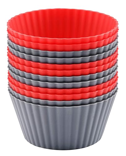 12 Pack Reusable Nonstick Jumbo Silicone Baking Cups, Cupcake and