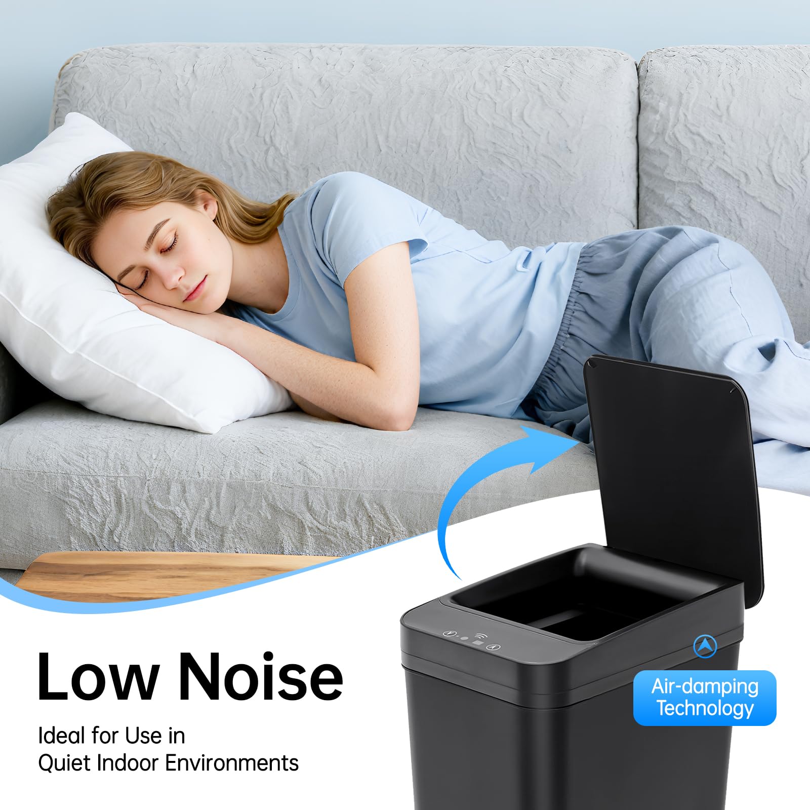 Cubo de basura automático eléctrico impermeable IPX3 garantizada, antiolores para cocina, baño, dormitorio, sala de estar, oficina, aseo