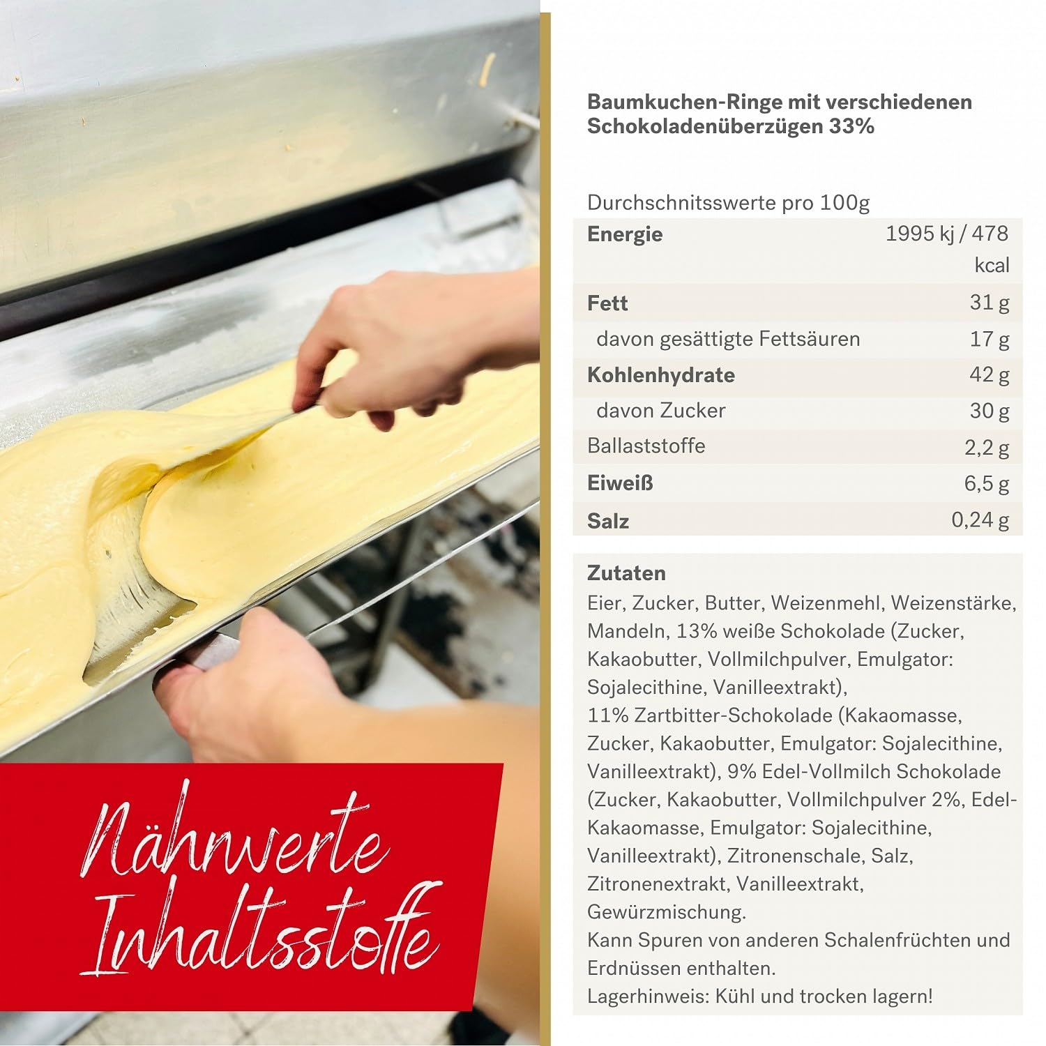 Krönner Baumkuchen mit gemischter Schokolade 500 g – Leckerer Baumkuchen aus besten Zutaten – hochwertige Handwerkskunst aus Schokolade – Hochqualitativer Fertigkuchen