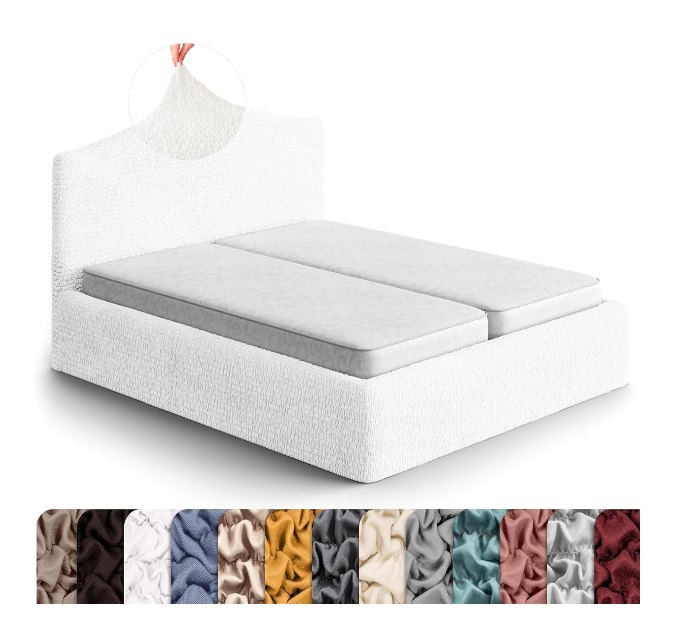 PAULATO BY GA.I.CO. Bed Headboard and Frame Cover - Soft Form Fit Slipcover for Full and Queen Bedframe - 1-Piece Stretch Headboard Protector -