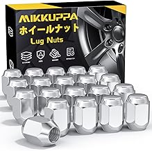 MIKKUPPA Wheel Nuts, M12 x P1.5, Bag Type, Suitable for Mazda, Daihatsu, Mitsubishi, Tapered Seat 60°, Lug Nut, Silver, 21HEX, Length 1.1 inches (28 mm), Set of 20, SCM Alloy Steel, Tire Nuts