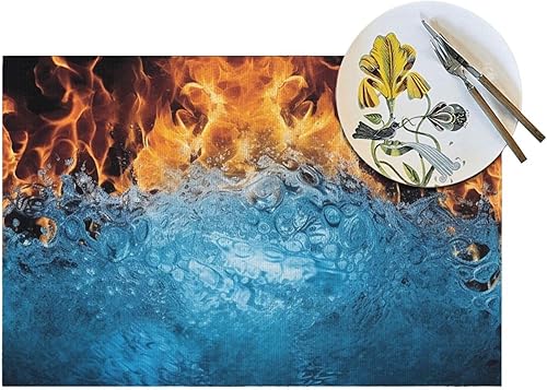 Miniatura 5 de 6 PCS PVC Placemats Set Place Mats Ice Fire Non-Slip Weave Place Mats 12" x 18" Farmhouse Table Mat Set for Family Dinners Wedding Parties