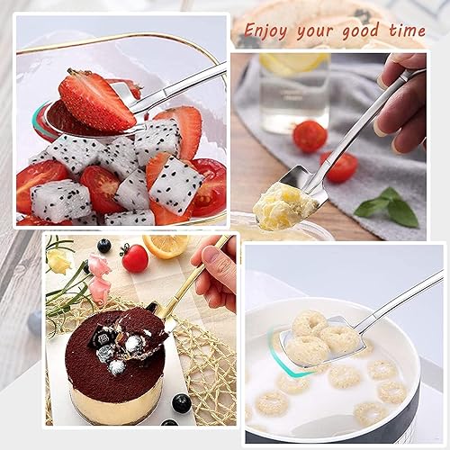 Miniatura 9 de Juego de cucharas de postre, 4 cucharas de acero inoxidable de 6 pulgadas, cuchara de fruta para helado para el hogar, cocina o restaurante (2