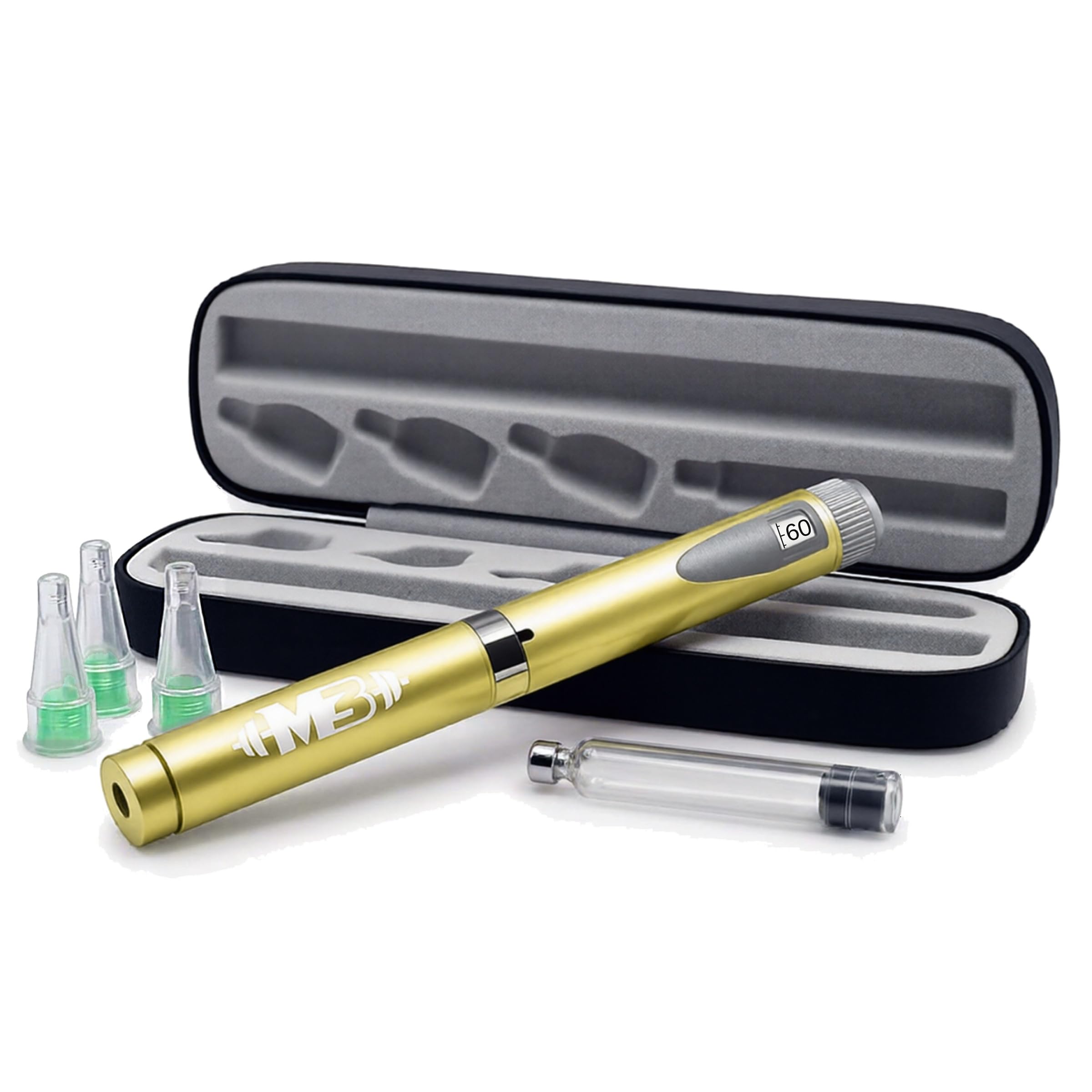 M3Gear Metal Reusable Peptide Pen Kit – 60-Unit Precision Dial, 3 mL Glass Cartridge, 3 Pen Tips & Hard Case – 6 Piece Kit (Silver) — Amazon image 11