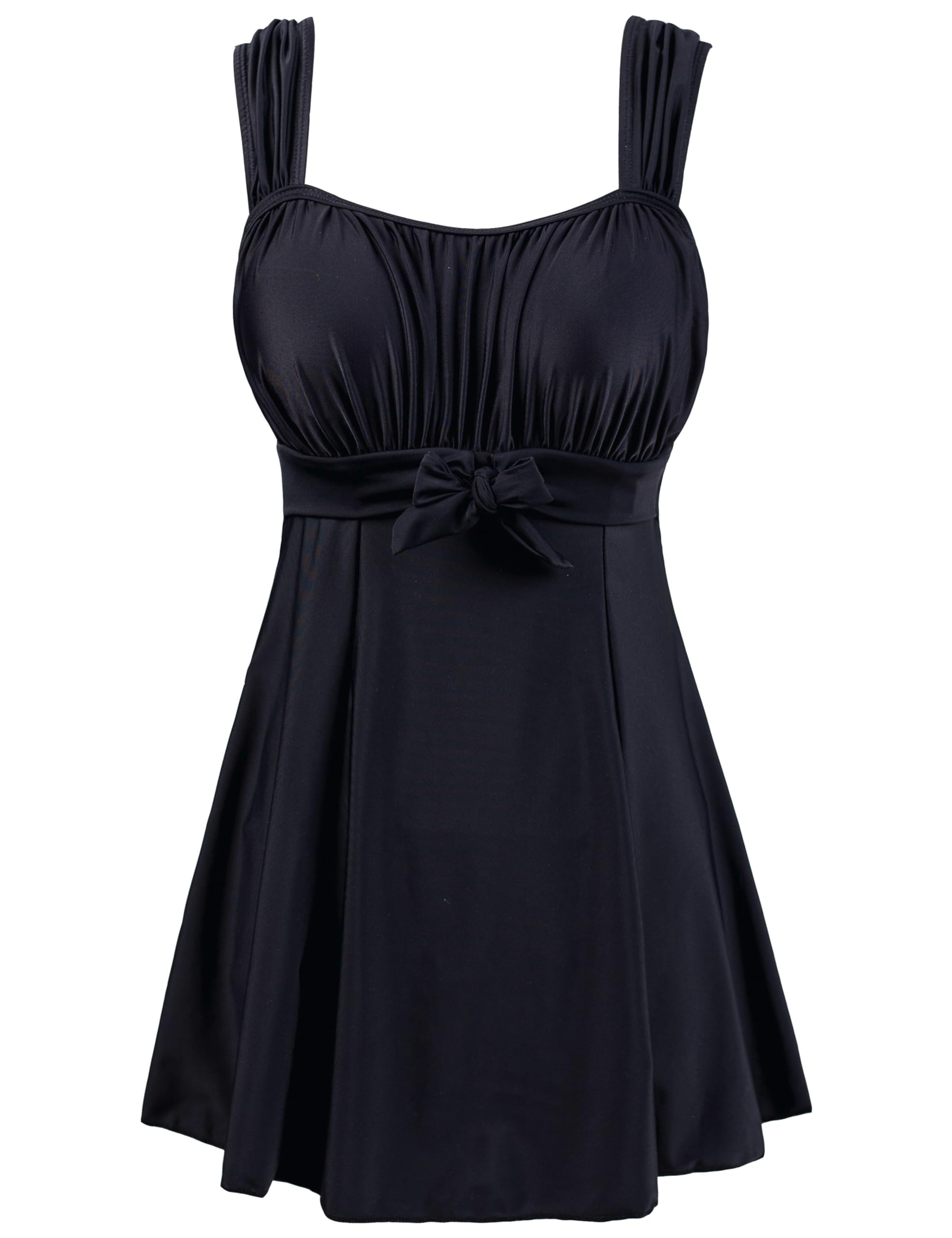 Wantdo Damen Badeanzüge Sommer Bauchweg Tankini Bademode mit Bügel Badekleid Einteiler Schlanke Strandmode Einteiler Schwimmkleid
