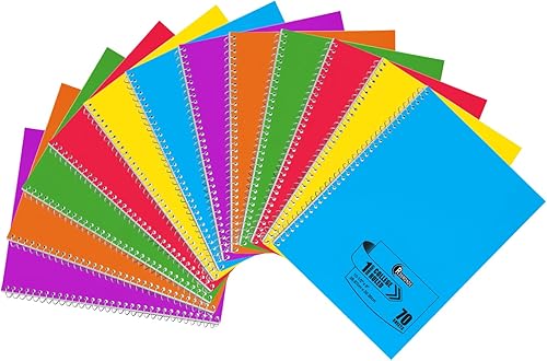 Miniatura 8 de Rosmonde Cuaderno de espiral de 1 materia, paquete de 12, con rayas universitarias, cubierta resistente al agua, 140 páginaslibro grueso (70 hojas),