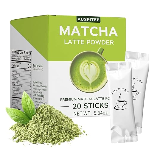 Matcha Latte - Paquete individual de polvo de té verde con leche, mezcla de ciencia barista premium, bolsas individuales de matcha (20)