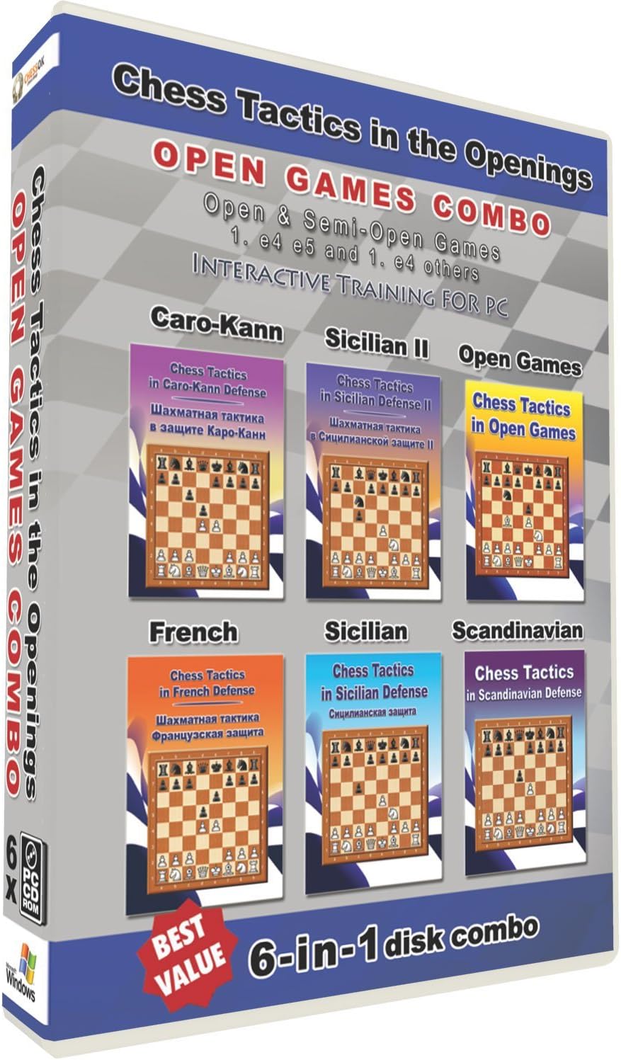 Chess Tactics in the Openings 6-in-1 Combo Open Games (6 Disks)