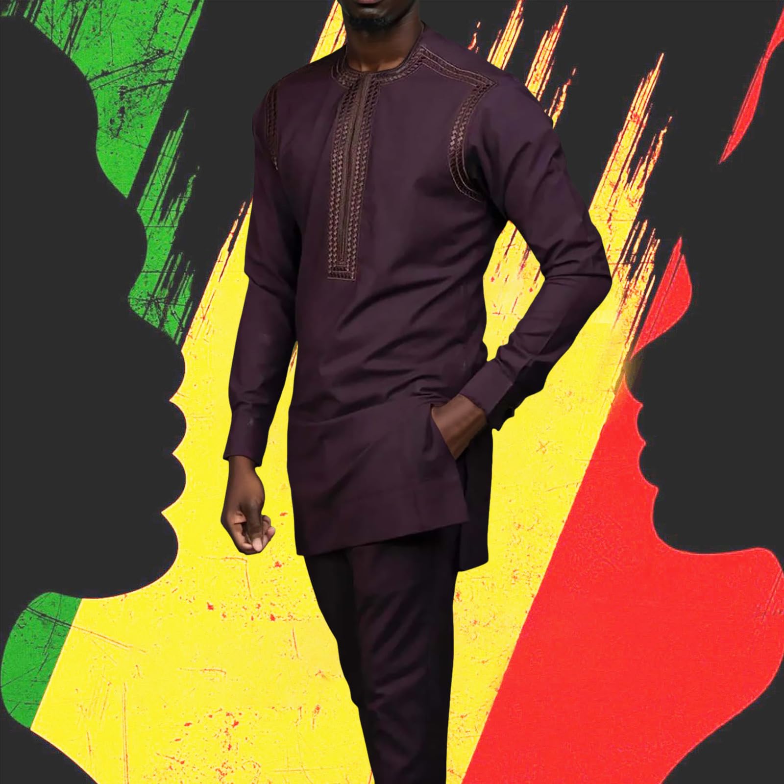 Traje africano para hombre ropa africana conjunto de 2 piezas traje casual acogedor traje de dos piezas de manga larga mankara traje tradicional