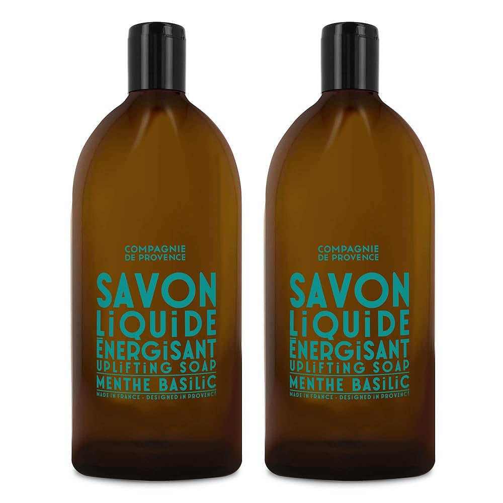 Compagnie de Provence Savon de Marseille Extra Pure Liquid Soap - Mint Basil - Bulk 67.6 Fl Oz Plastic Bottle Refill