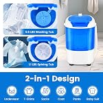 COSTWAY Portable Mini Washing Machine with Spin Dryer, Washing Capacity 5.5lbs, Electric Compact Machines Durable Design Energy Saving, Rotary Controller, Laundry Washer for Home Apartment RV, Blue