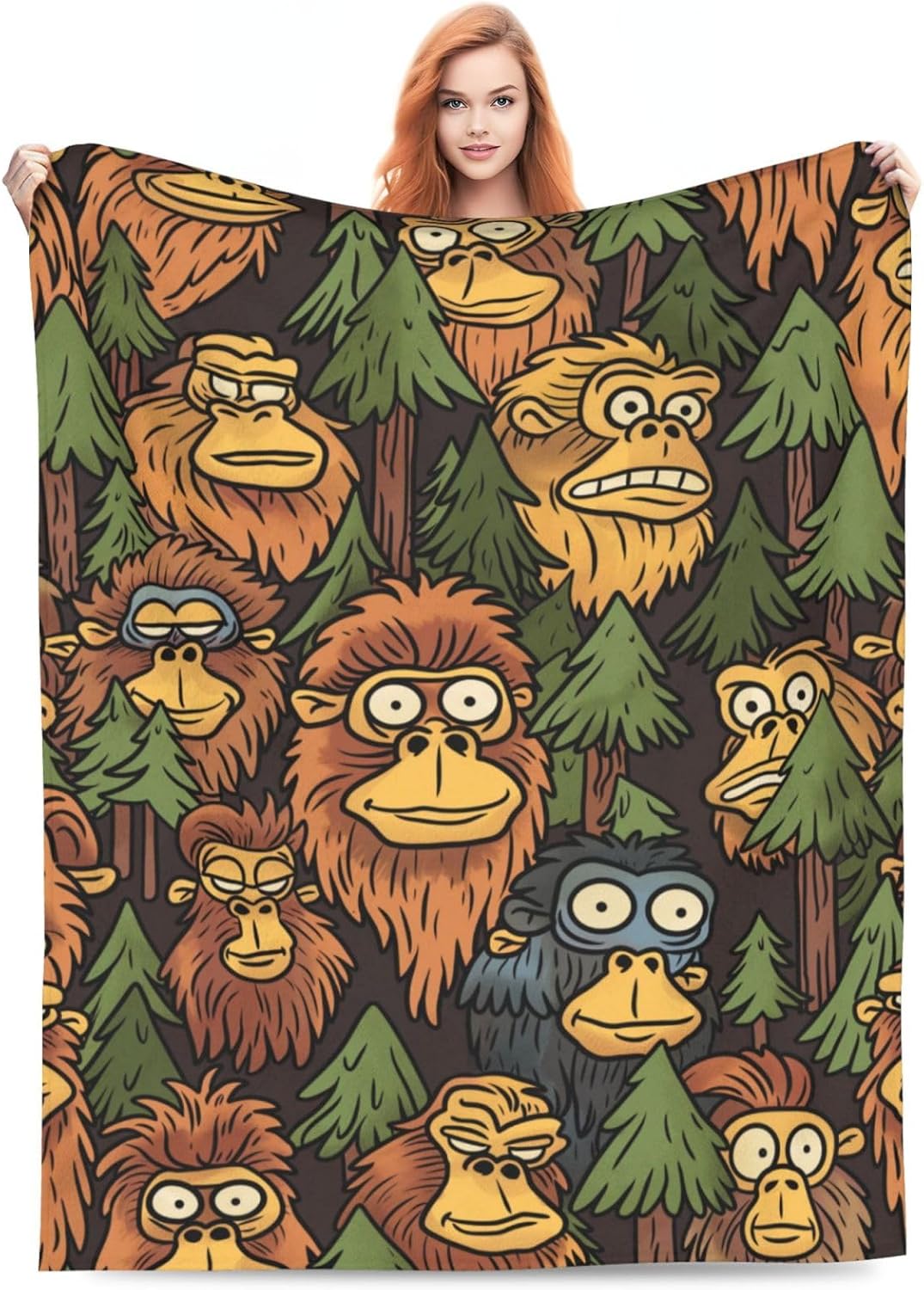 Bigfoot Blanket Gifts for Men Women Soft Warm Lightweight Cozy Big Foot Theme Throw Blankets for Bed Sofa Living Room Couch Home Decor 50"x60"