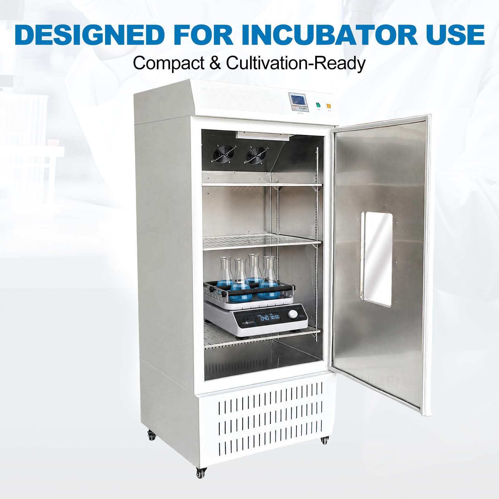 PER4MANCE Agitatore orbitale con ampiezza di 20 mm, velocità regolabile 40-300 giri/min, capacità 2 kg, display LCD, timer (1 min-23 h59 min) e modalità continua per laboratorio