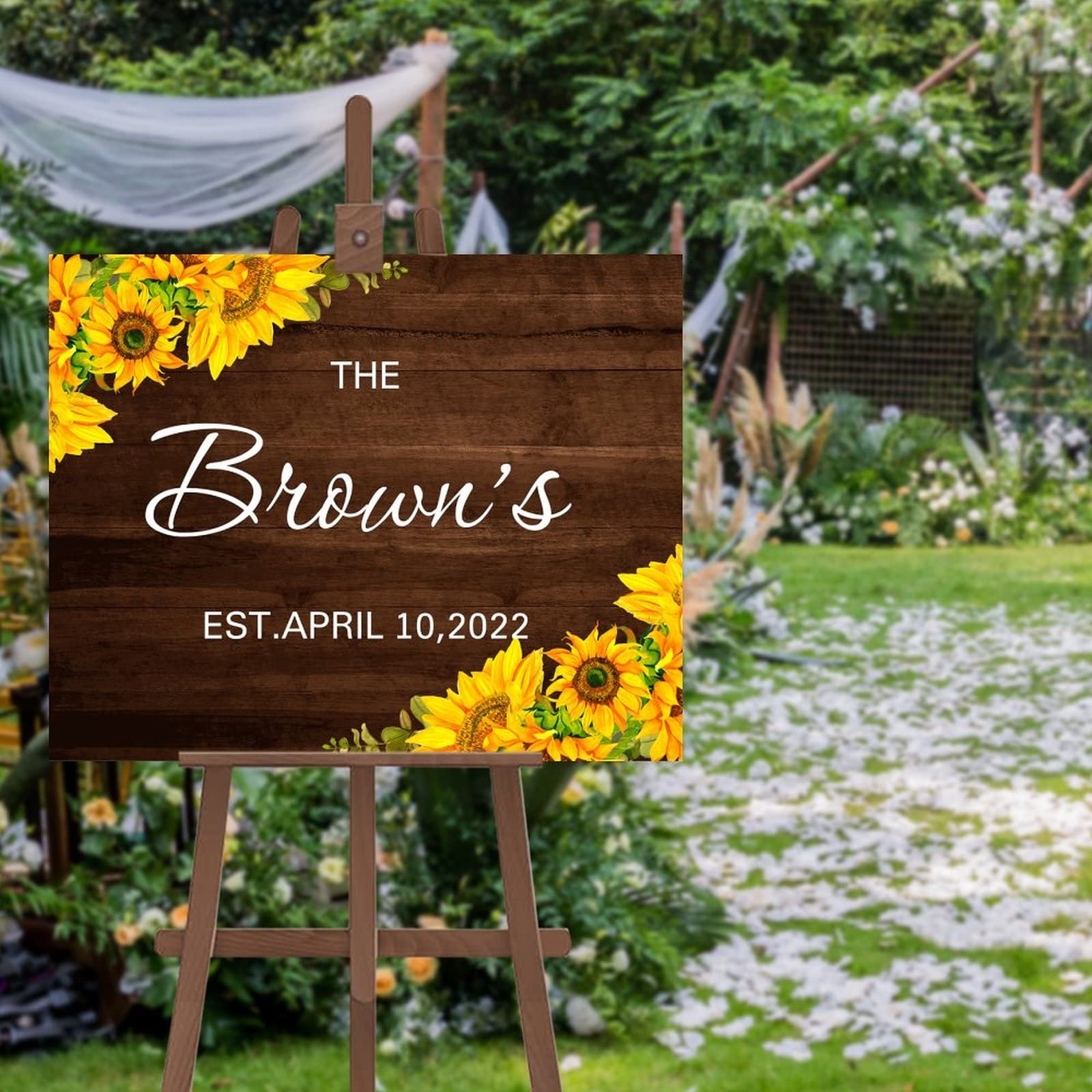 Panneau de bienvenue en bois personnalisé initiales - Cadeau de mariage et fiançailles