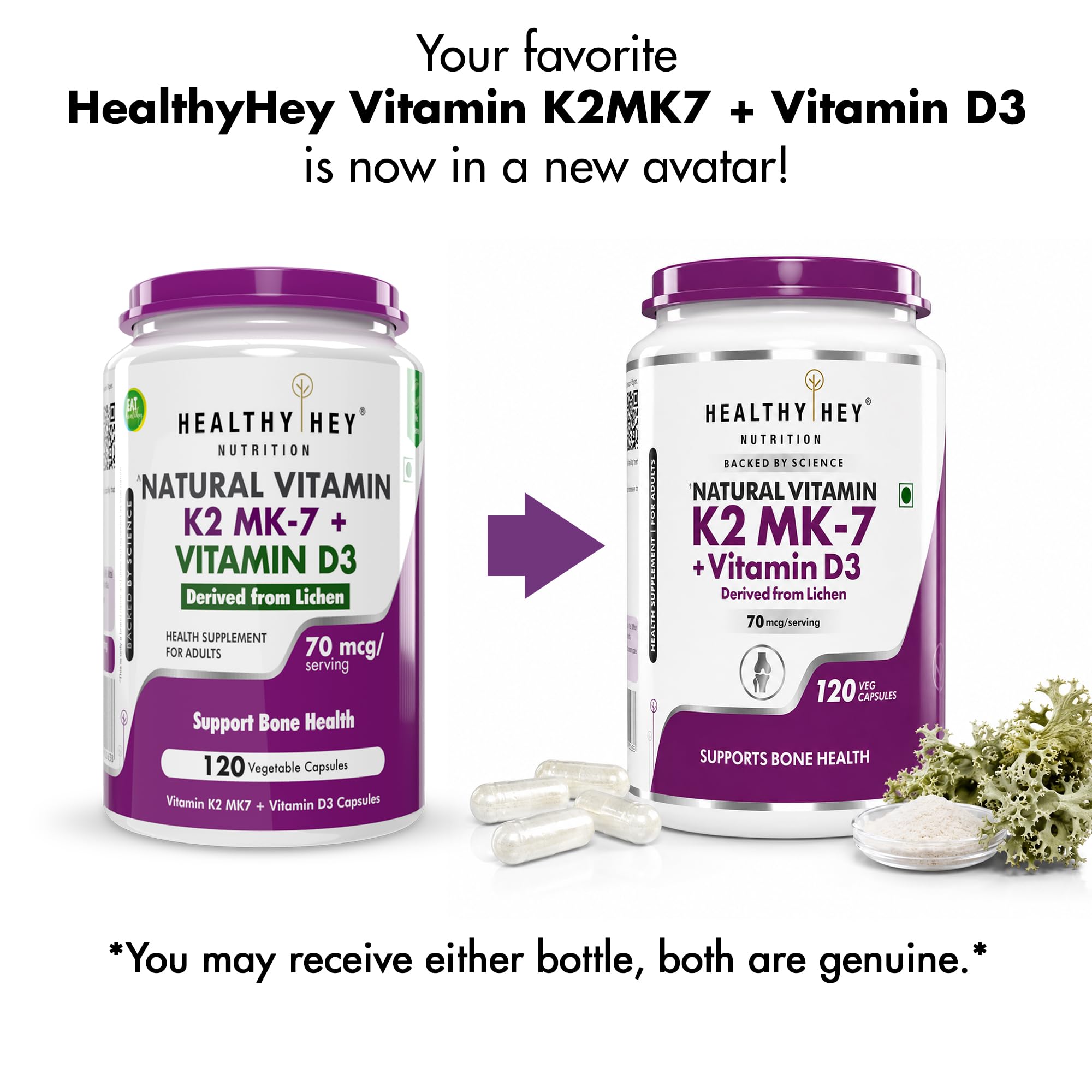 HealthyHey Natural Vitamin D3 + K2 MK-7 | 100% Vegetarian Vitamin D3 & K2 Benefits Bone Health - 120 Capsules — Amazon image 4