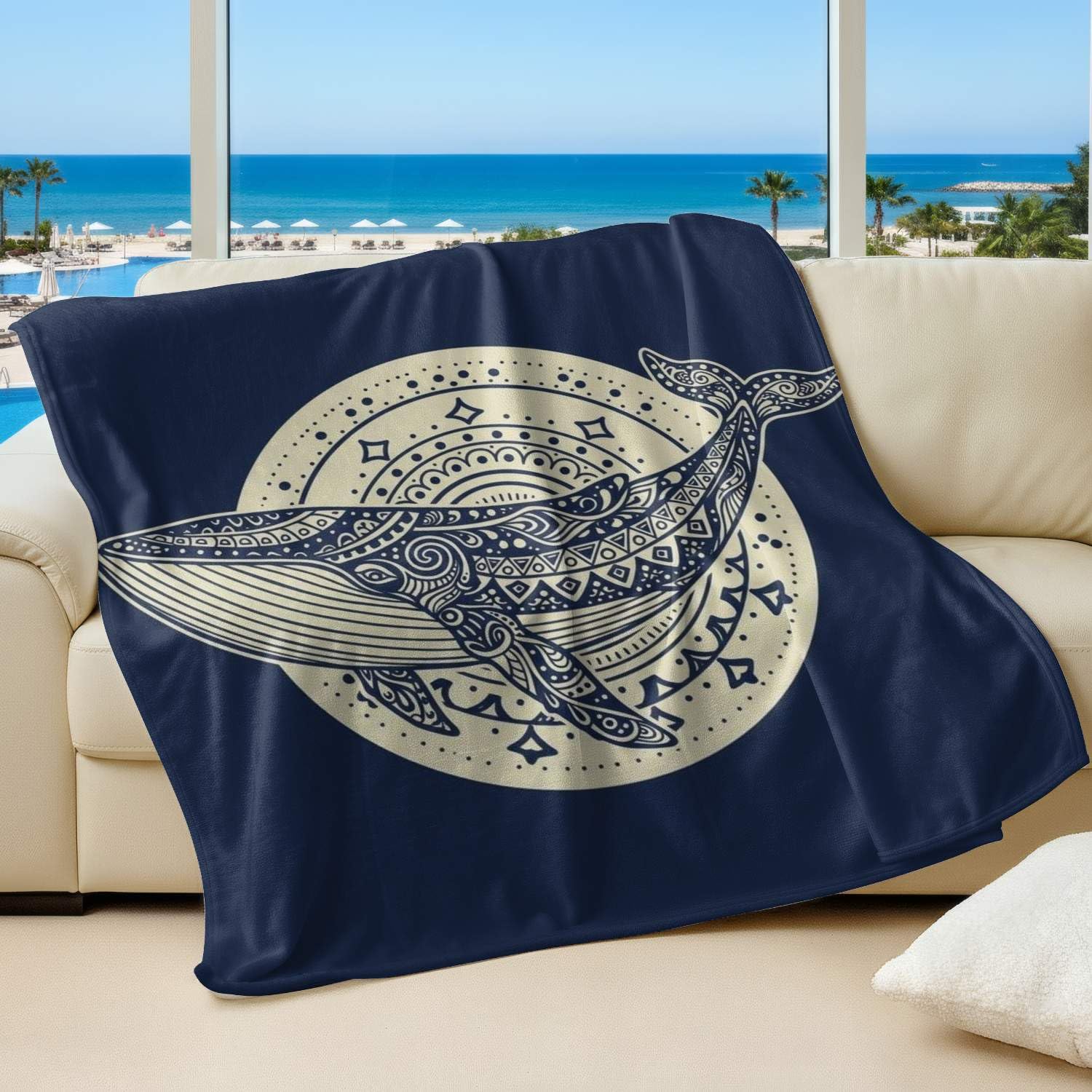 Couverture cocooning baleine style bohème pour des nuits douces