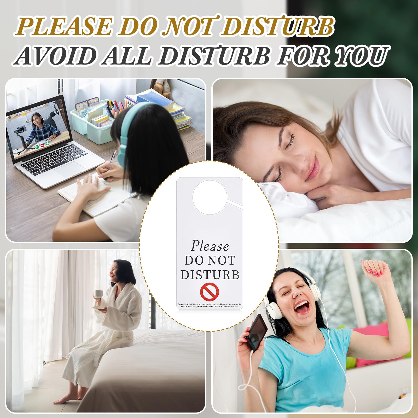 Teenyyou 100 letreros para colgar en la puerta con texto en inglés "Do Not Disturb" de 7,6 x 15,2 cm, con texto en inglés "Please Do Not Disturb" en ambos lados, materiales gruesos de PVC, diseño