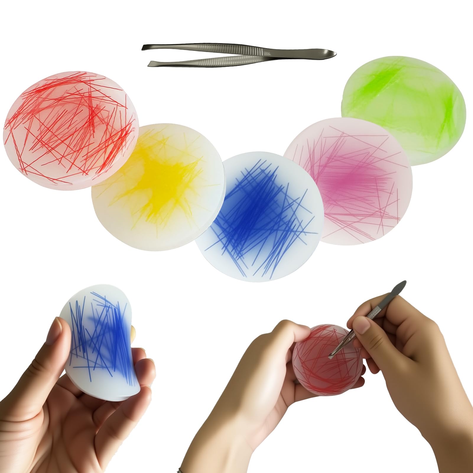 Okueejur 5 Packs Skin Picking Fidget Pads with Tweezer for Trichotillomania Skin Picking Fidget Toys Skin Hair Picking Fidget Anxiety Adult