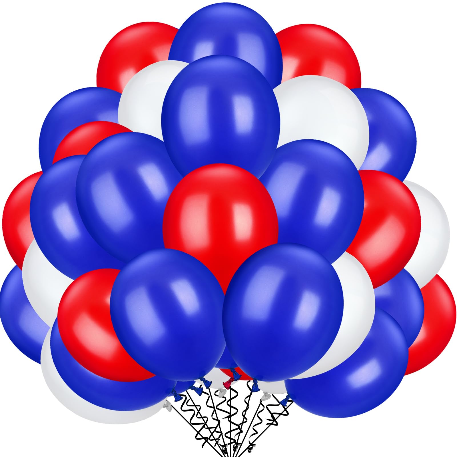 Tecunite 100 Pcs Red White Blue 13 Inch Latex Balloons Colorful Round Balloons for 4th of July Decorations Independence Day Patriotic Wedding Birthday Party Decoration