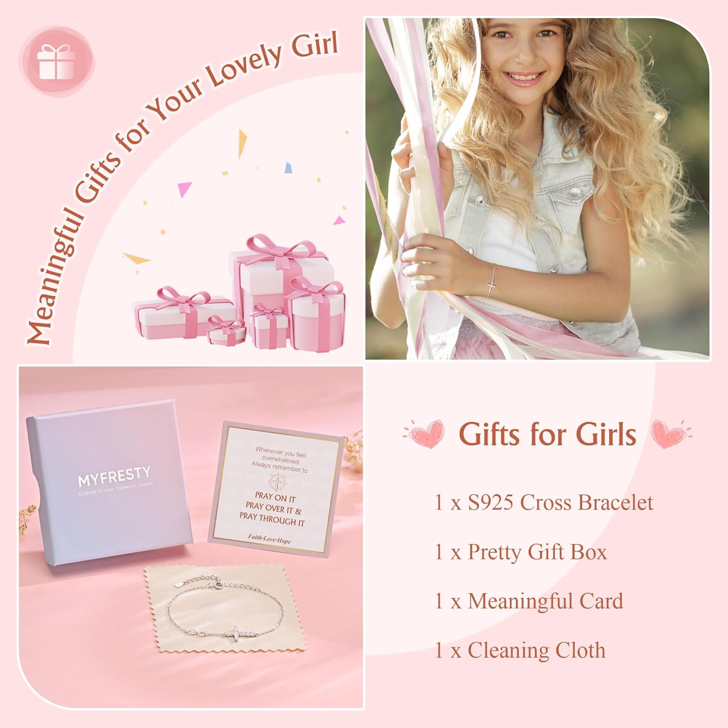 925 Sterling Silver Cross Bracelet for Women - Christian Religious Faith Infinity Cross Bracelets Dainty Inspirational Gifts for Her Birthday Baptism Confirmation Easter - Image 5