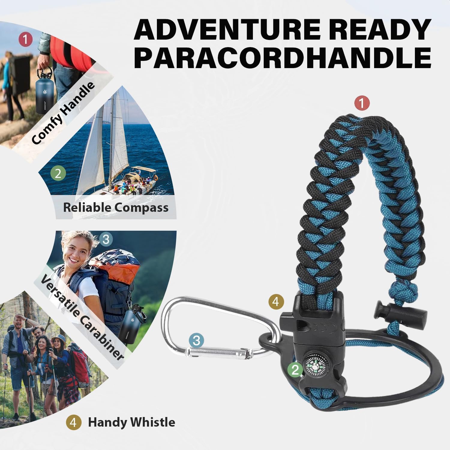 One Gallon Insulated Water Bottle, Triple Wall 128 oz Stainless Steel Wide Mouth Water Bottles (Cold for 48 Hrs), Leak Proof, Non-BPA, Large Water Flask Jug with Paracord Handle & Straw Spout Lids - Image 6