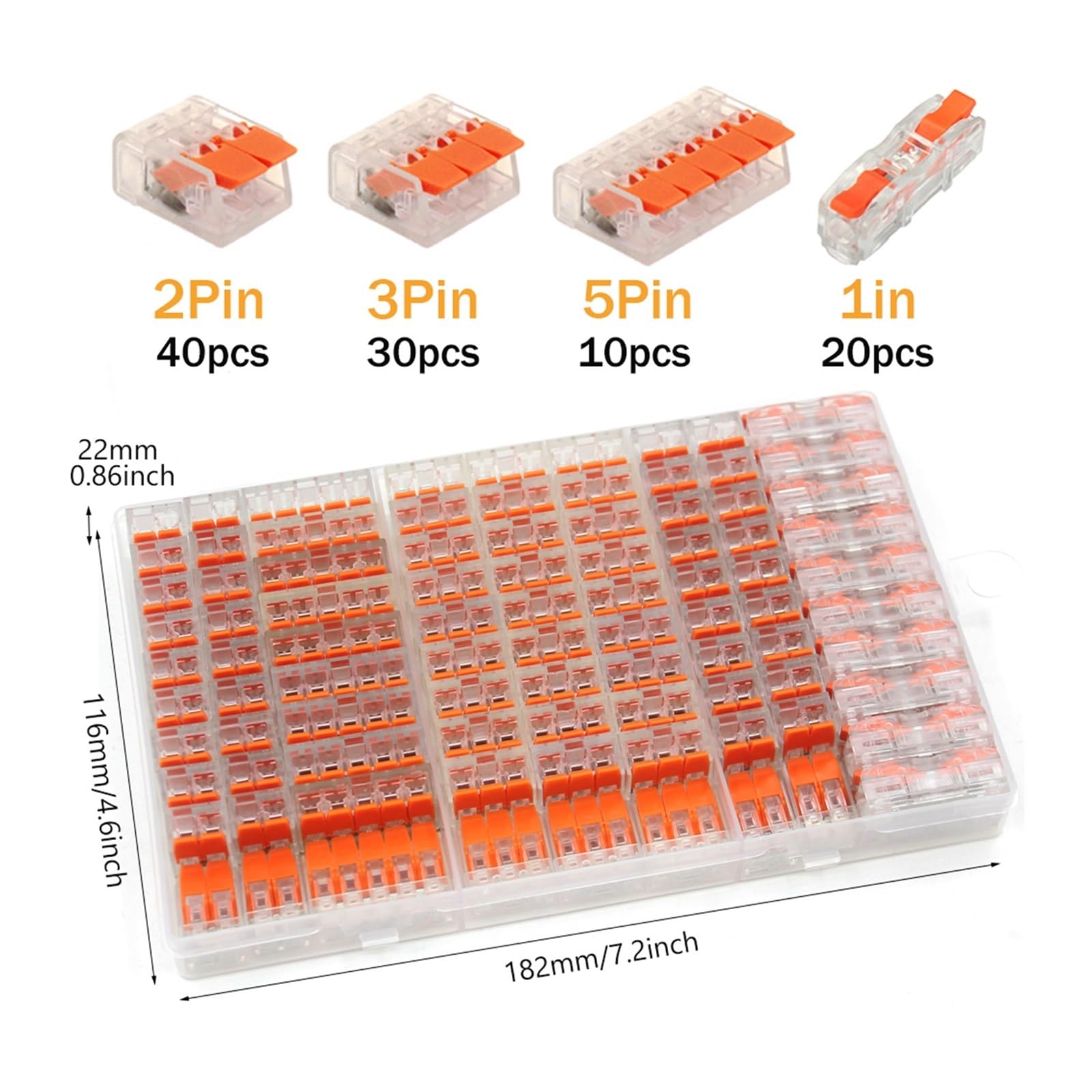 zhuguiming Morsetto for cavi elettrici con leva elettrica da 100 pezzi, mini morsetto elettrico rapido a pressione, connettore for morsetti di illuminazione(100pcs)