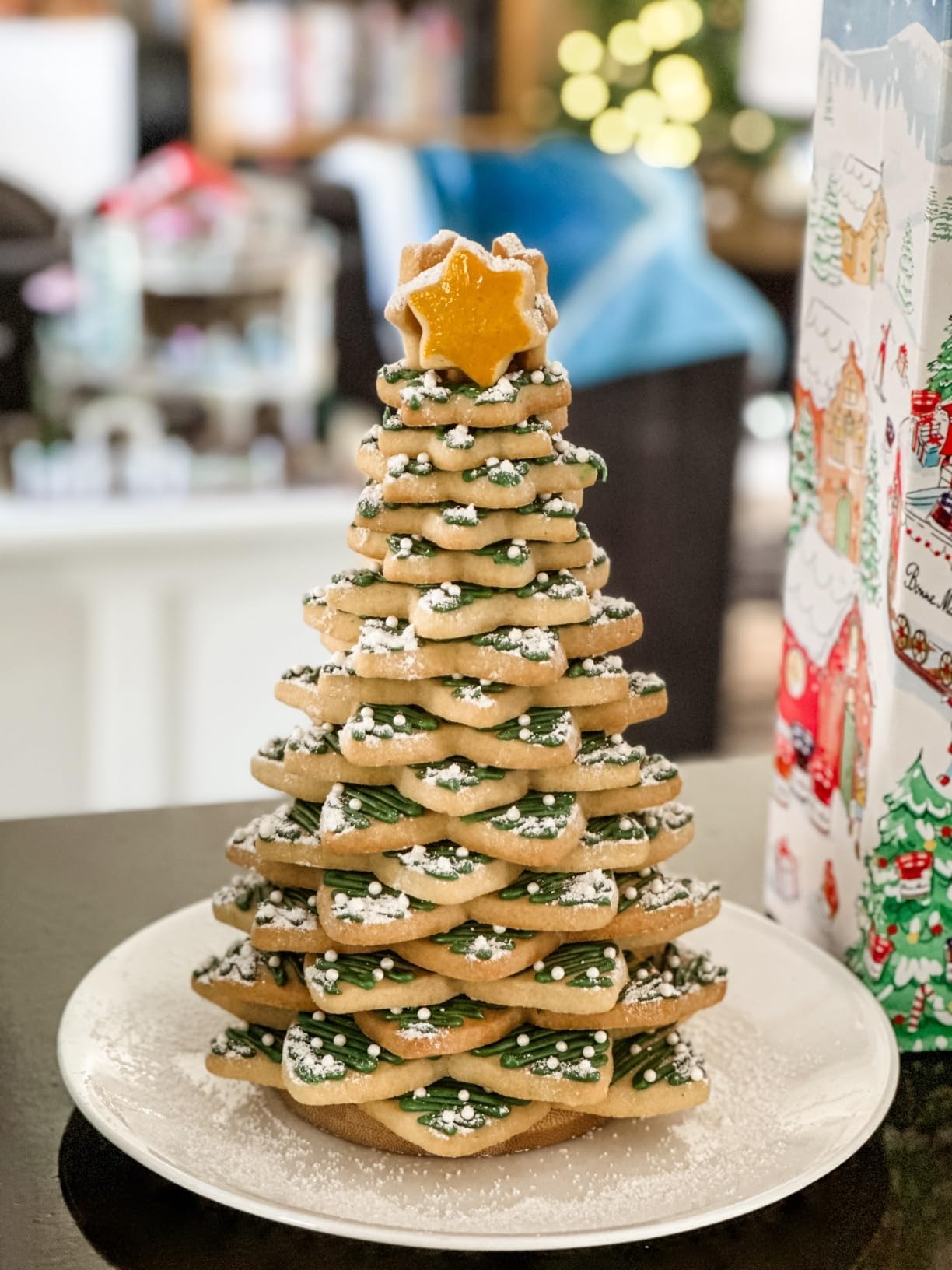 Juego de cortador de galletas estrella, 10 PCS Star Shaped Biscuit Molds, 3D Christmas Tree Cookies con pantalla de galletas Like, Moldes de acero inoxidable para vacaciones de invierno Navidad