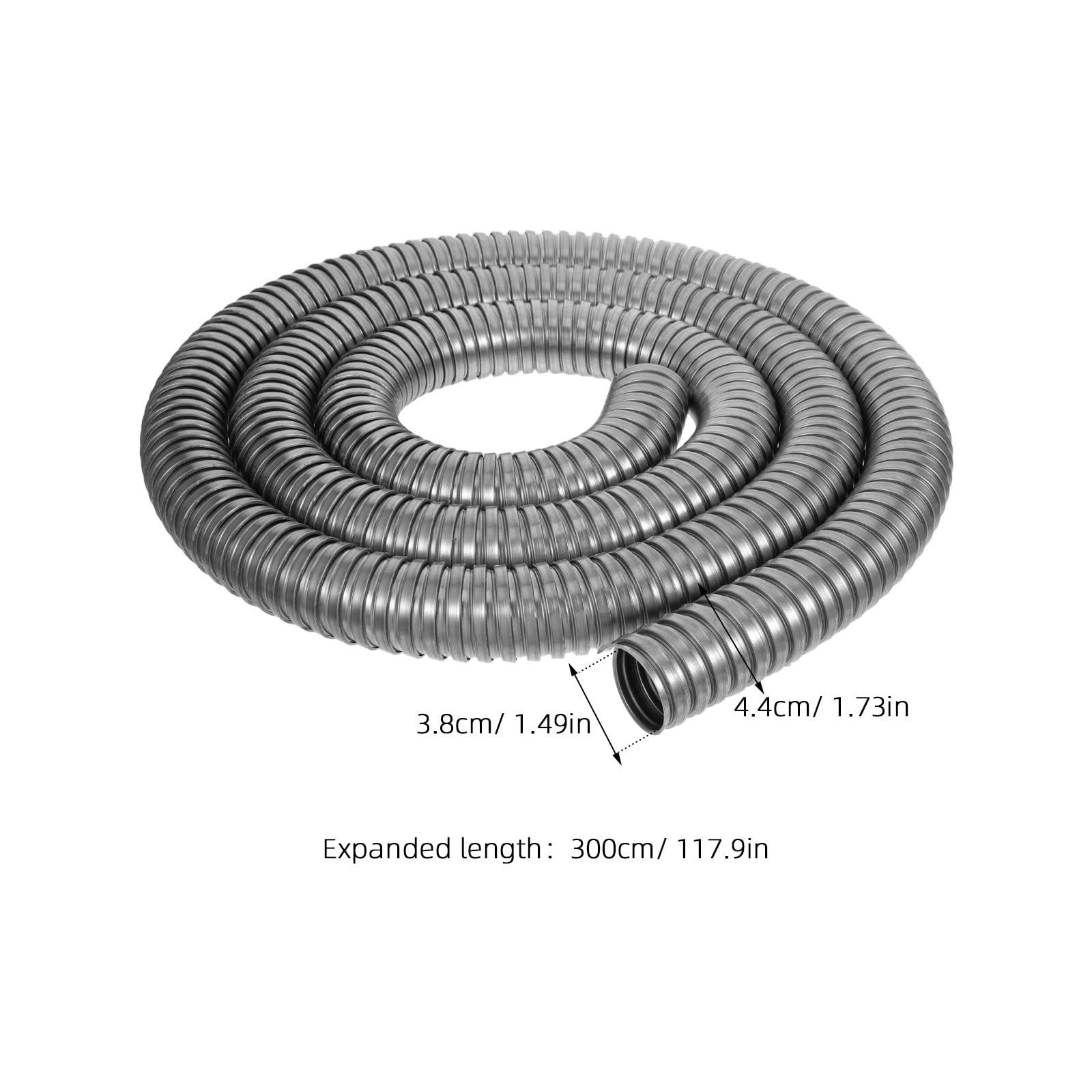 Lurrose Conducto Flexible de Acero de 1,5 Pulgadas x 9,8 pies - Tubo metálico en Rollo de 9,8 pies - Tubo Corrugado de Acero Inoxidable - Protector de Cable Resistente e incombustible