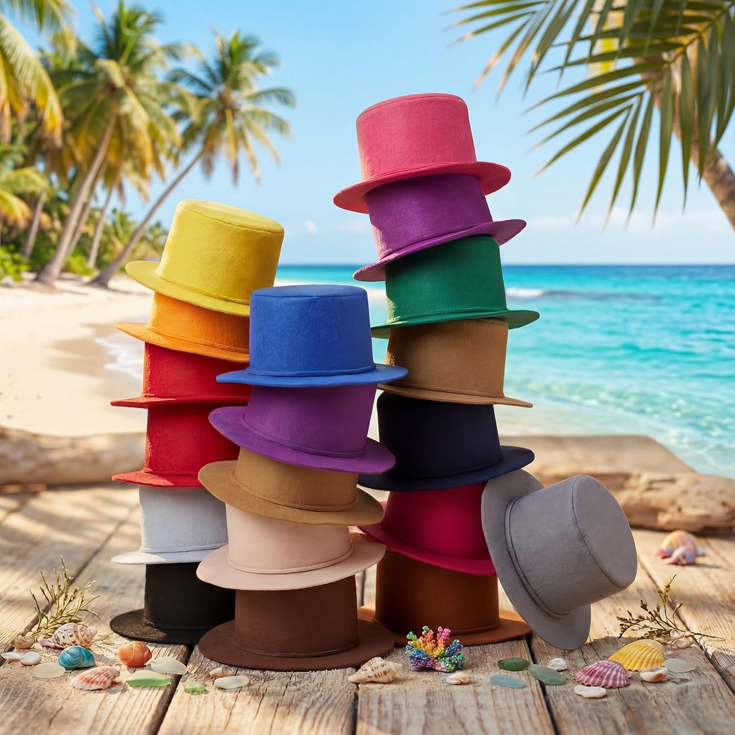20 Pcs Felt Hats Bulk Wide Brim Top Hats for Women Vintage Vegan Suede Hat for Cowboy Burning Costume Party
