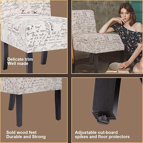 Miniatura 6 de BestMassage silla con diseño moderno de tela sin reposabrazos de comedor con patas de madera maciza, Tela, Style-1