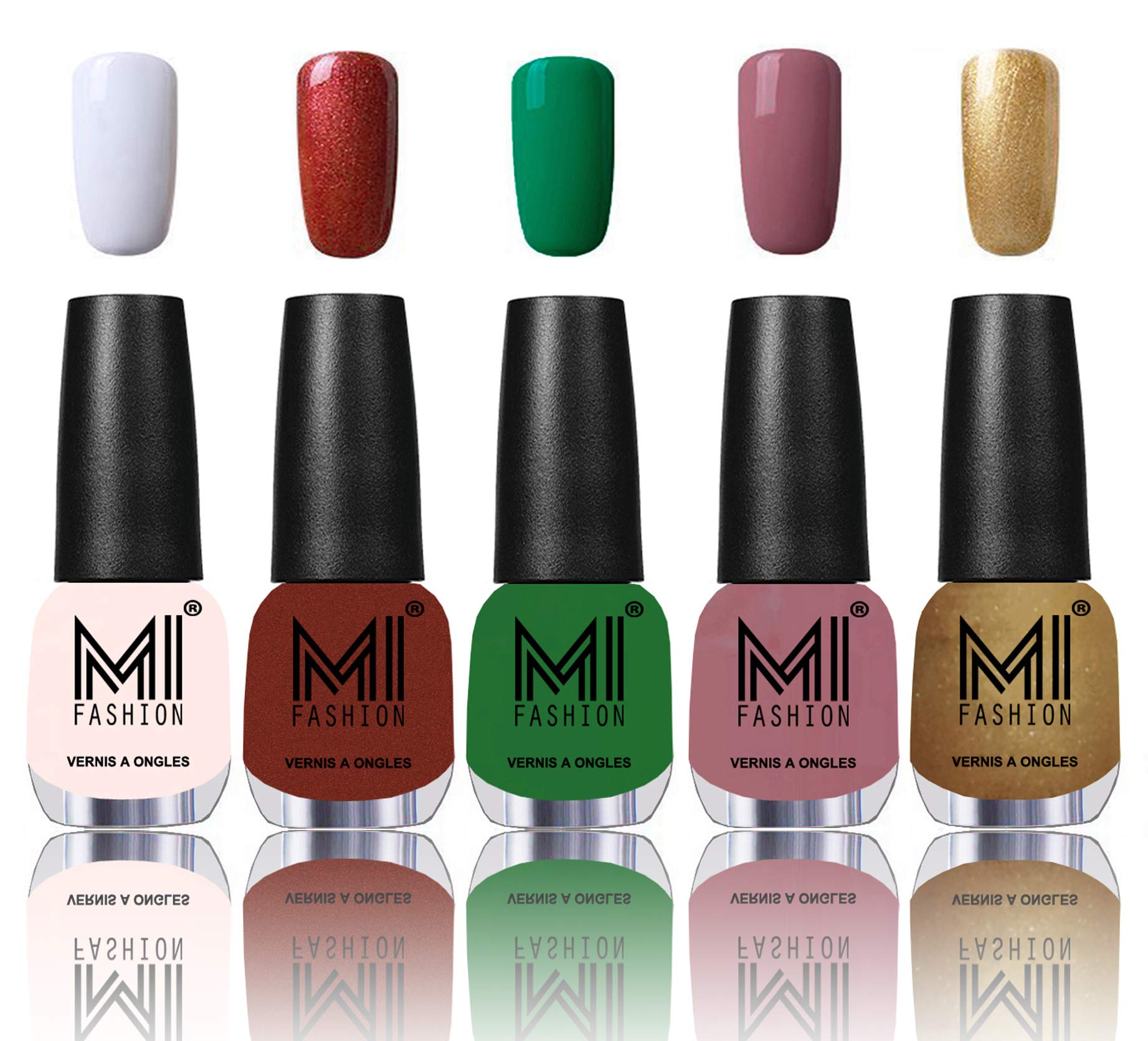 MI Fashion® 7 Days Lasting Premium Nail Polish Shades- Milky White,reddish bronze,Emerald Green,Nudes Spring,Delightfully Golden-image-39