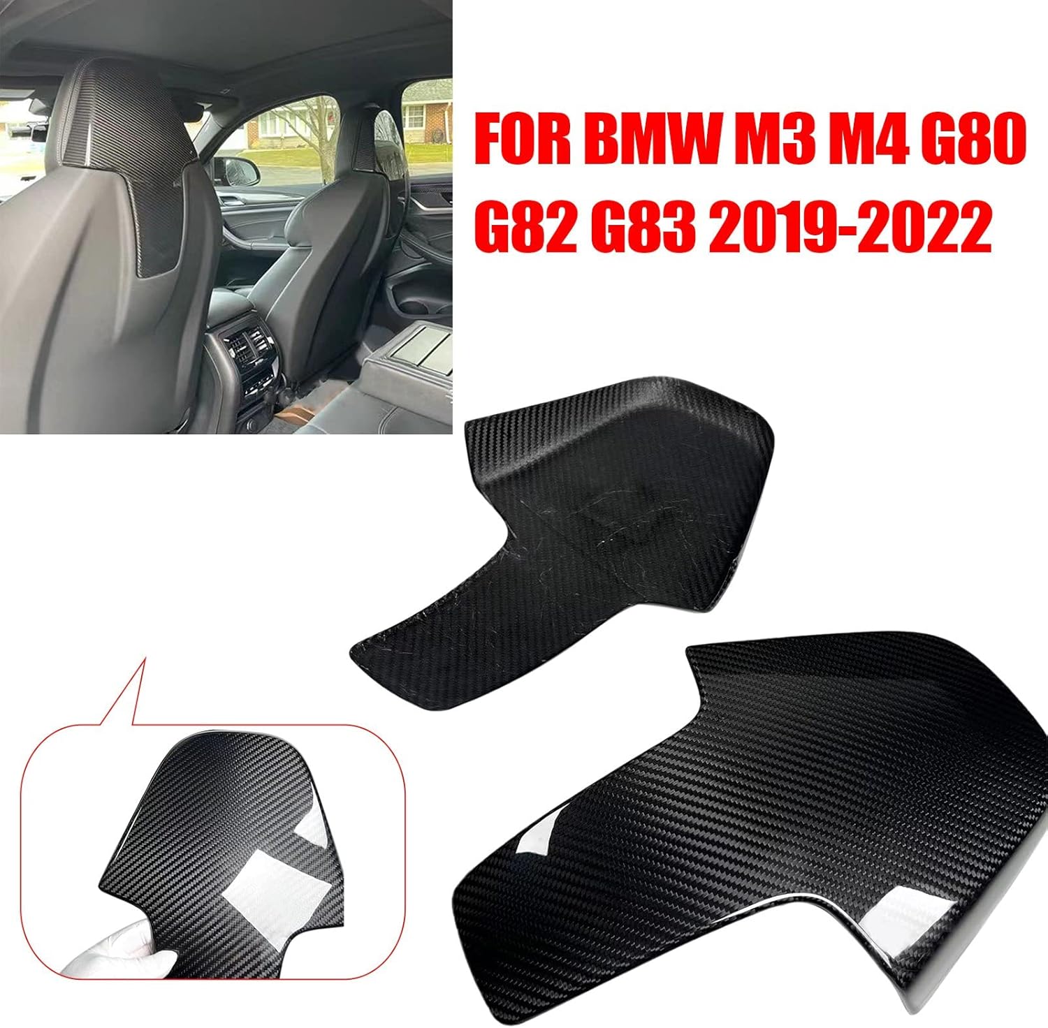 Carbon Fiber Front Seat Back Trim Cover Set fits for BMW G82 G83 M4 G80 M3 2021-2023