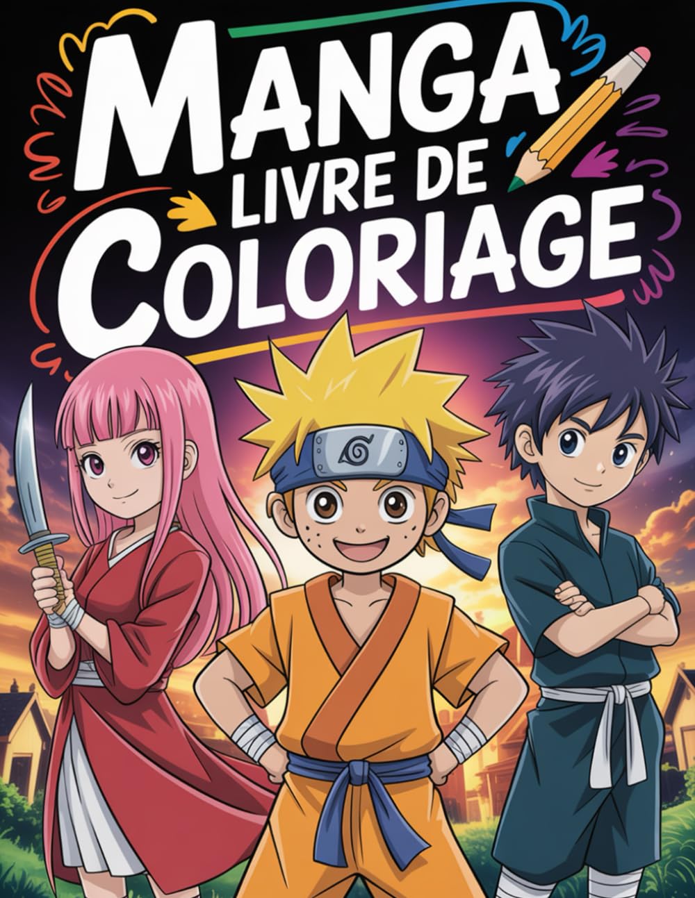 Manga Livre de Coloriage: Le cadeau idéal pour tous les fans d’anime et de manga — un livre de coloriage inspiré du style japonais, rempli d’action, d’amitié et de créativité !