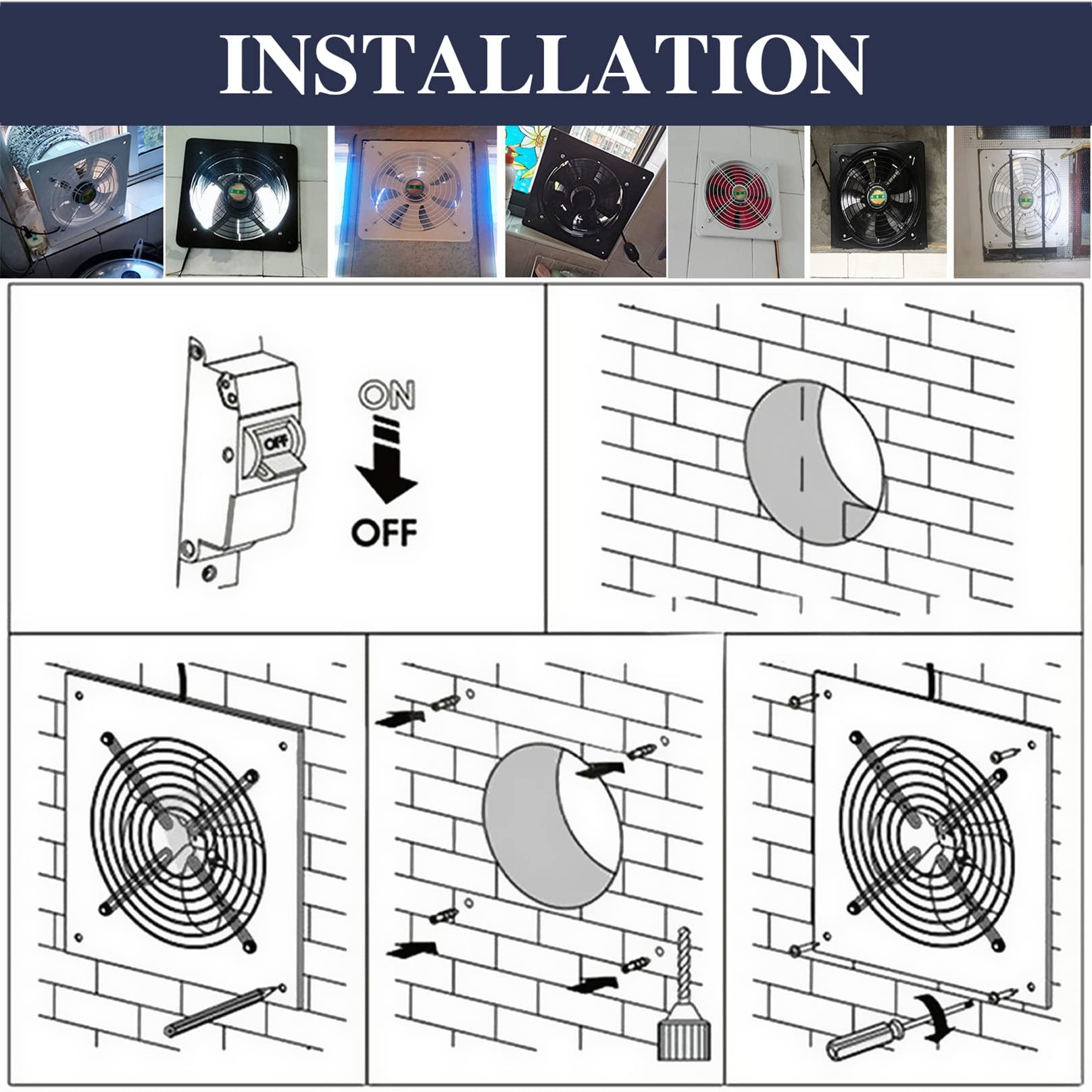 Extractor potente de aire de alta velocidad, 117 CFM, 20 W, con válvula antirreflujo, 10 cm, 110 V, para ventana y pared, para cocina y baño (color: blanco, tamaño 10 cm)