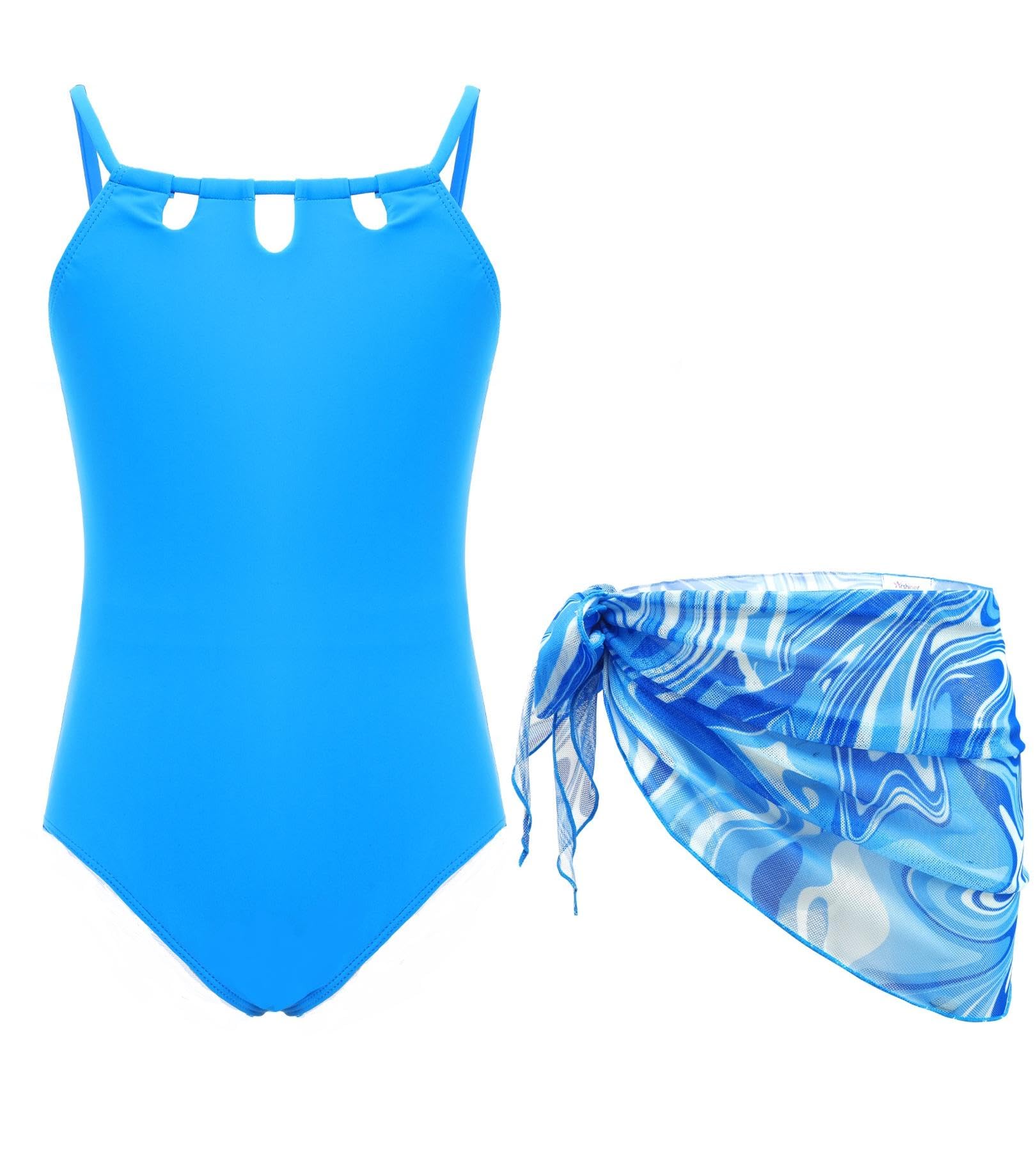 Arshiner Mädchen Badeanzug mit Rock Set Blumendruck Bademode Sommer Swimsuit Kinder Schwimmanzug für Mädchen 7-15 Jahre