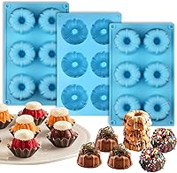 Vista 1 de Palksky Mini tubo estriado de silicona 6-cavidad (3PCS), multi-cavidad pequeña pastel hornear pan, mini moldes para chocoflan