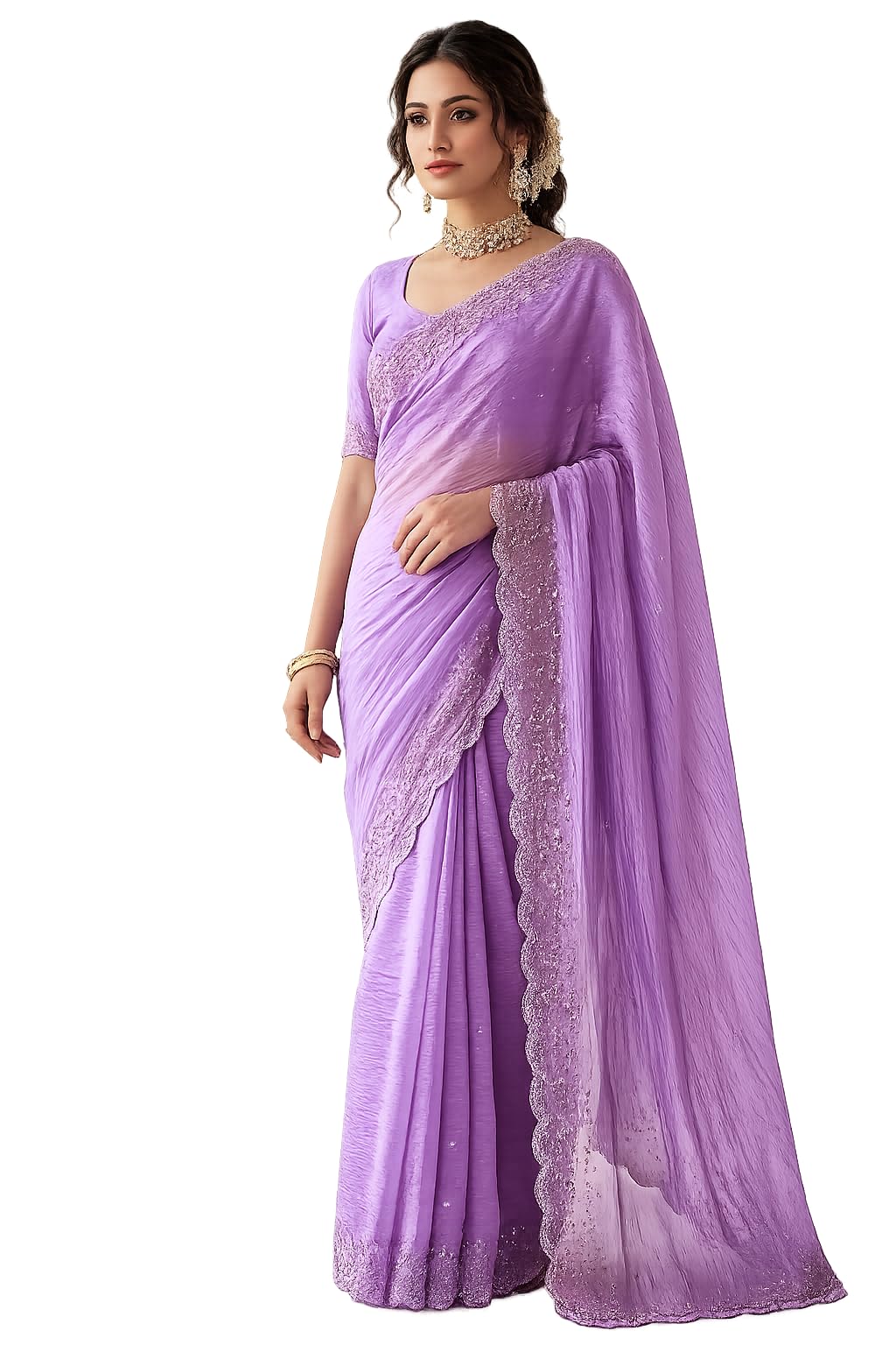 lavender saree for women | chiffon saree lavender | georgette saree for women | pastel saree-image-23