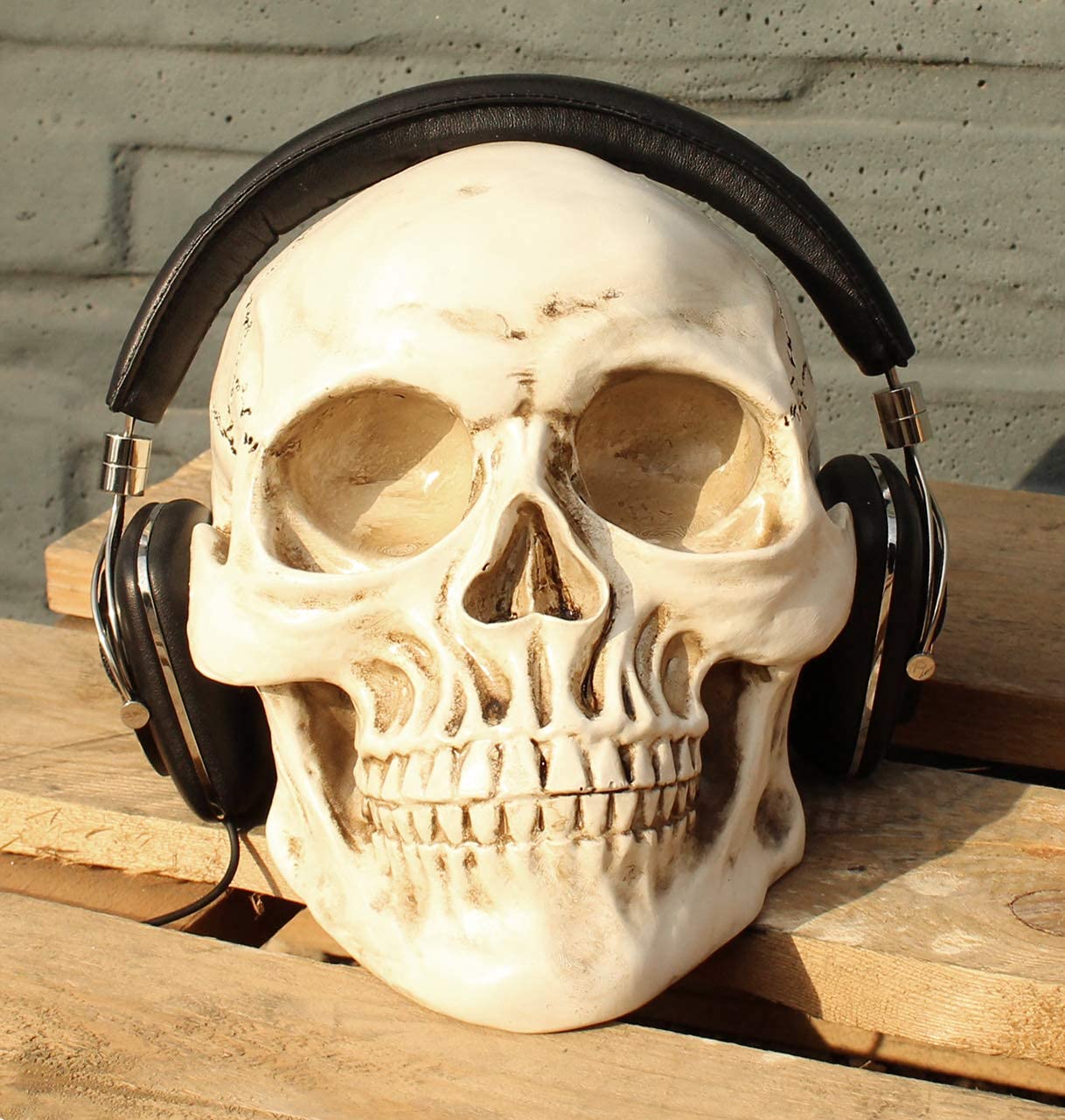 CRAZY HEADS white Skull Totenkopf Kopfhörerständer Headset Halter Ständer Skull Totenschädel