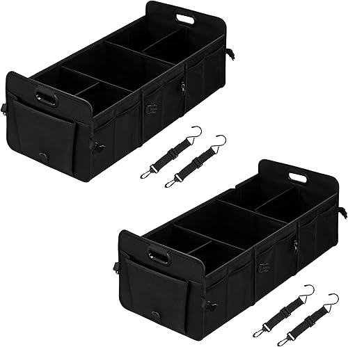 Simple Deluxe Organizador de maletero de automóvil, almacenamiento plegable de múltiples compartimentos, antideslizante, poliéster Oxford 600D