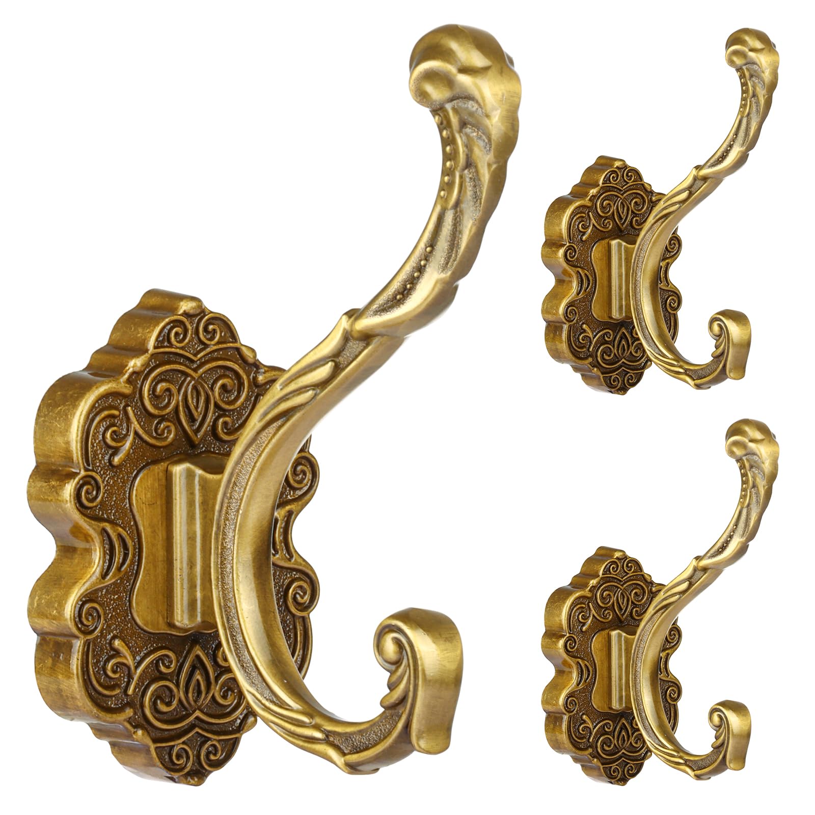 Crochets muraux en laiton antique Draupnir au design d'époque raffiné