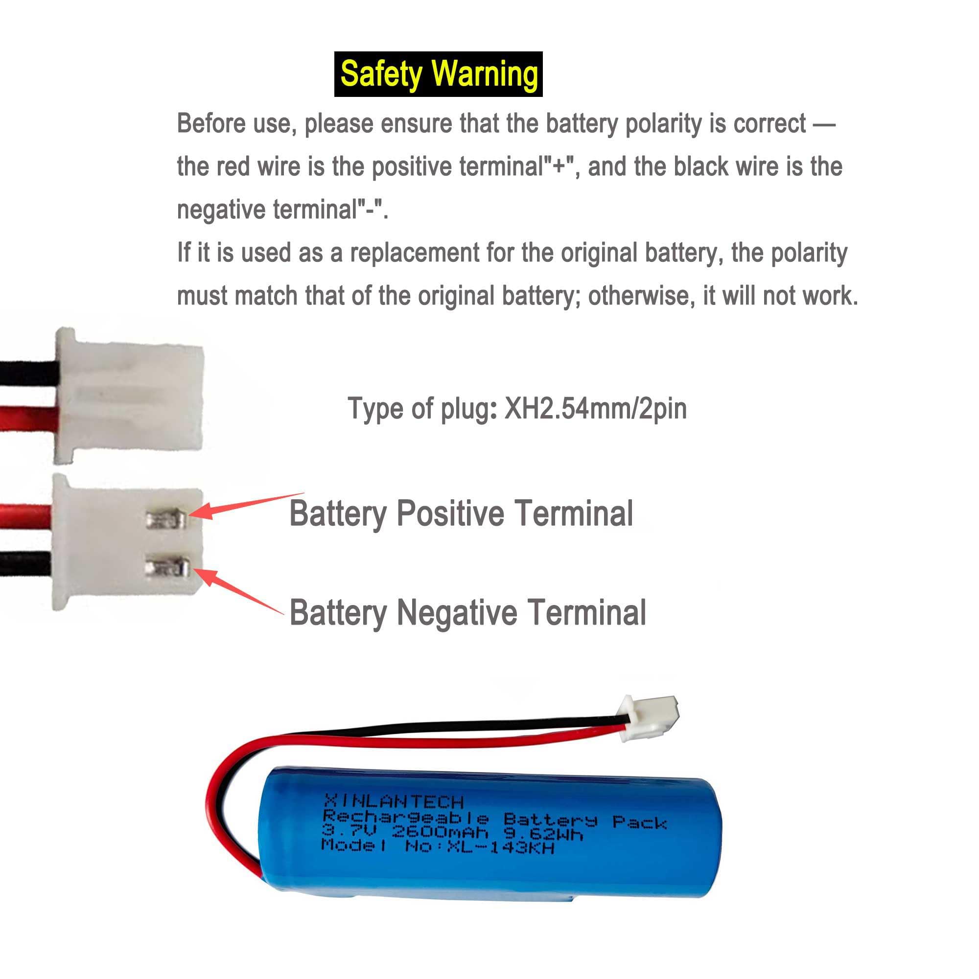 Bateria litowo-jonowa 3,7v 2600 mAh do wzmacniacza głosowego Croove, 9,62wh B0143kh9kg zapasowa bateria (1, z gniazdem XH2.54/2P)