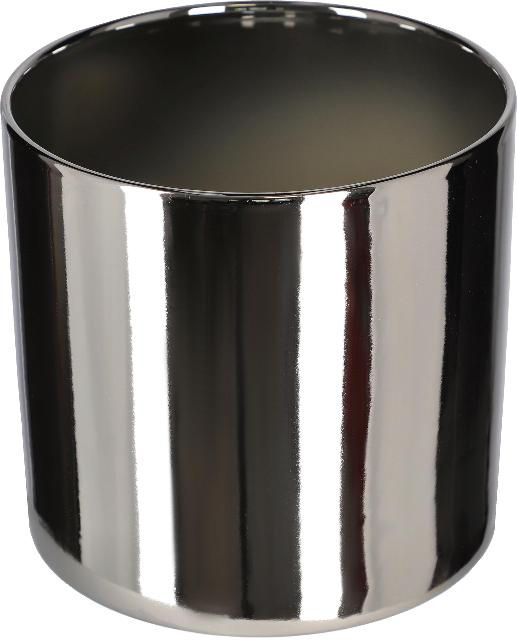 KOTARBAU® Vaso da fiori lucido, diametro 230 mm, cilindrico, in ceramica, decorativo, in argento, per piante da interno, vaso da giardino