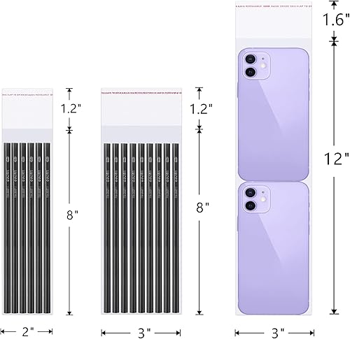Miniatura 4 de KnR Harmony Bolsas largas de celofán resellables de 3 x 8 pulgadas, 100 bolsas de celofán transparentes autoadhesivas OPP para velas de caramelo,