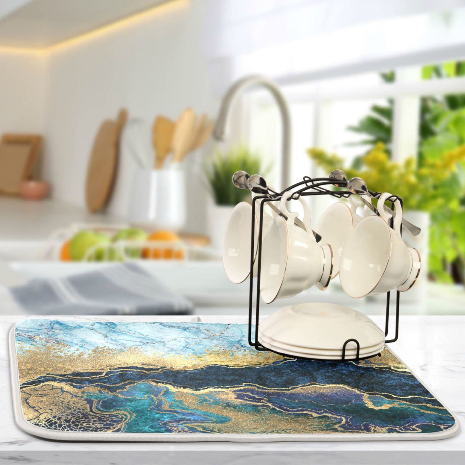 Tapis De Séchage à Vaisselle Réversible En Tissu Absorbant L