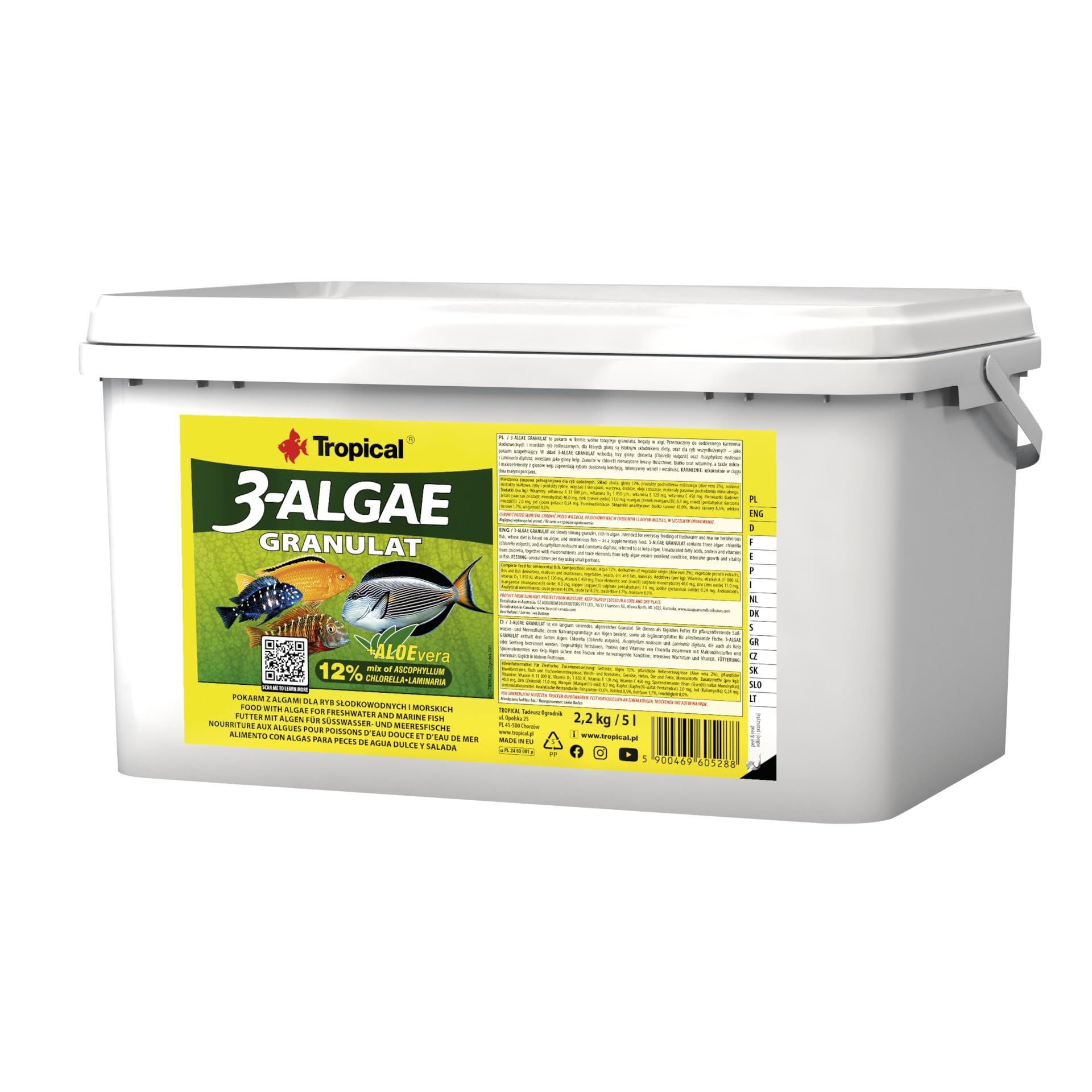 Tropical Pokarm uniwersalny dla ryb slodkowodnych i morskich 3-Algae Granulat 5L/2,2kg